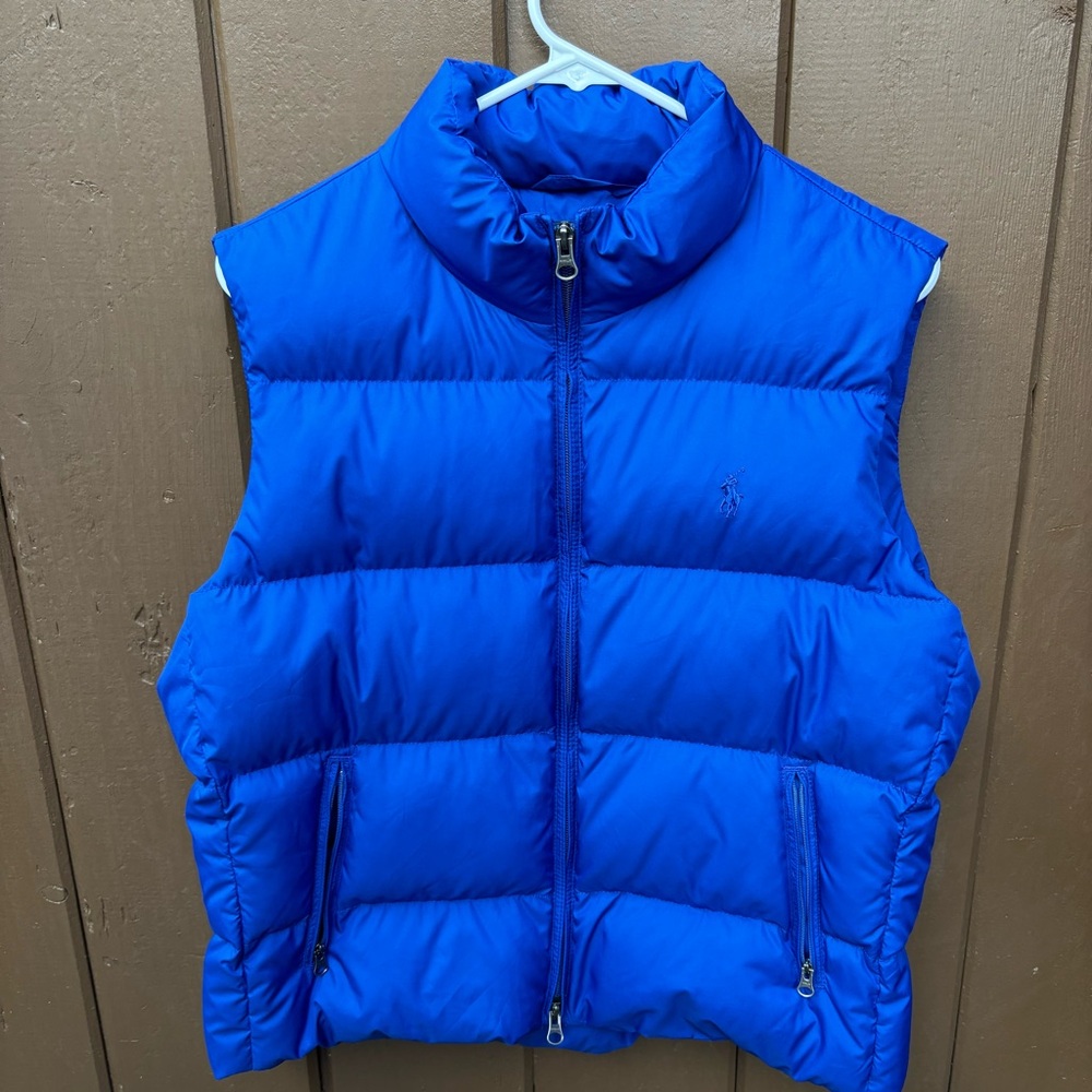 ralph lauren youth large blue puffer vest down